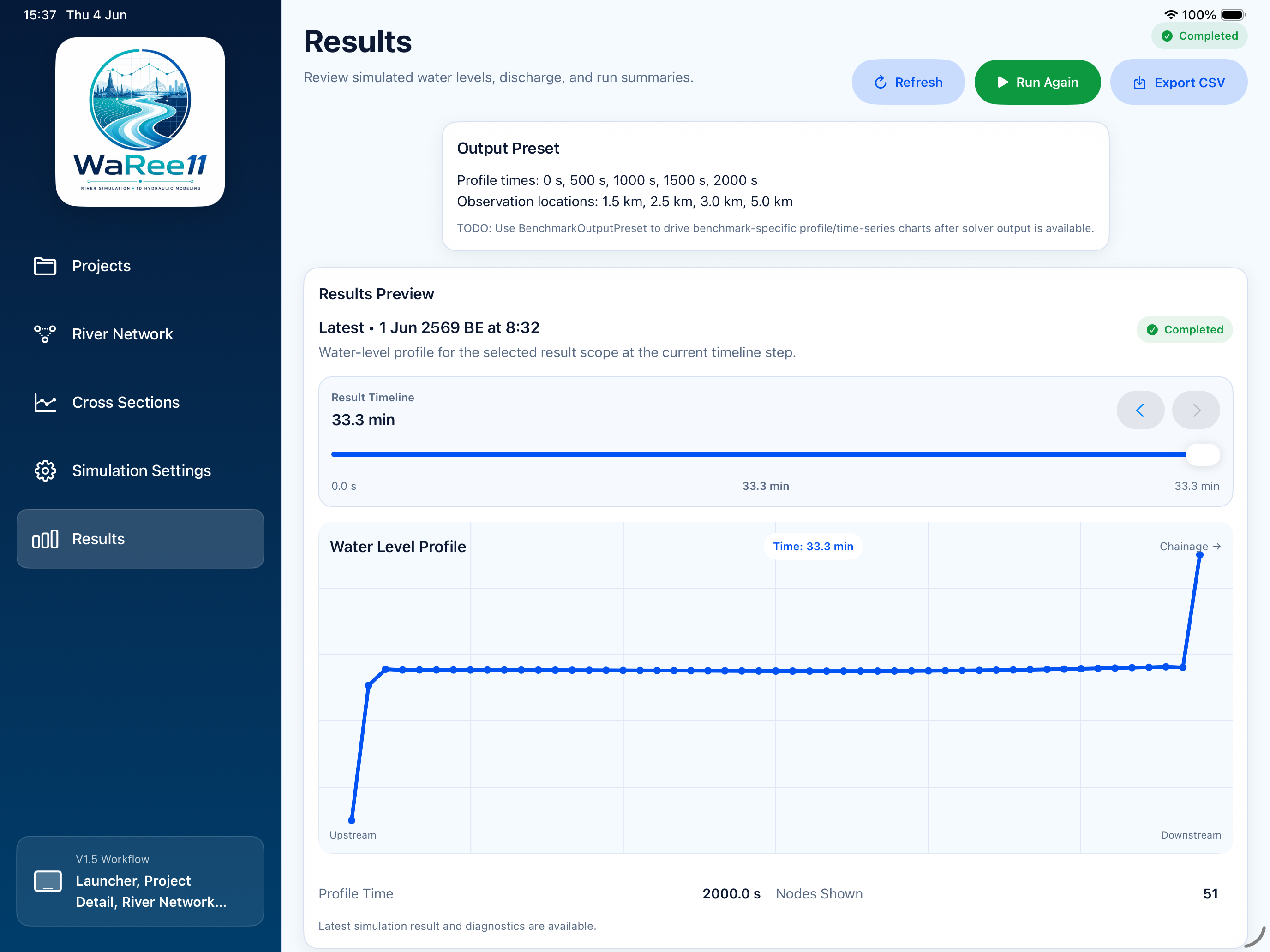 WaRee11 Results screen