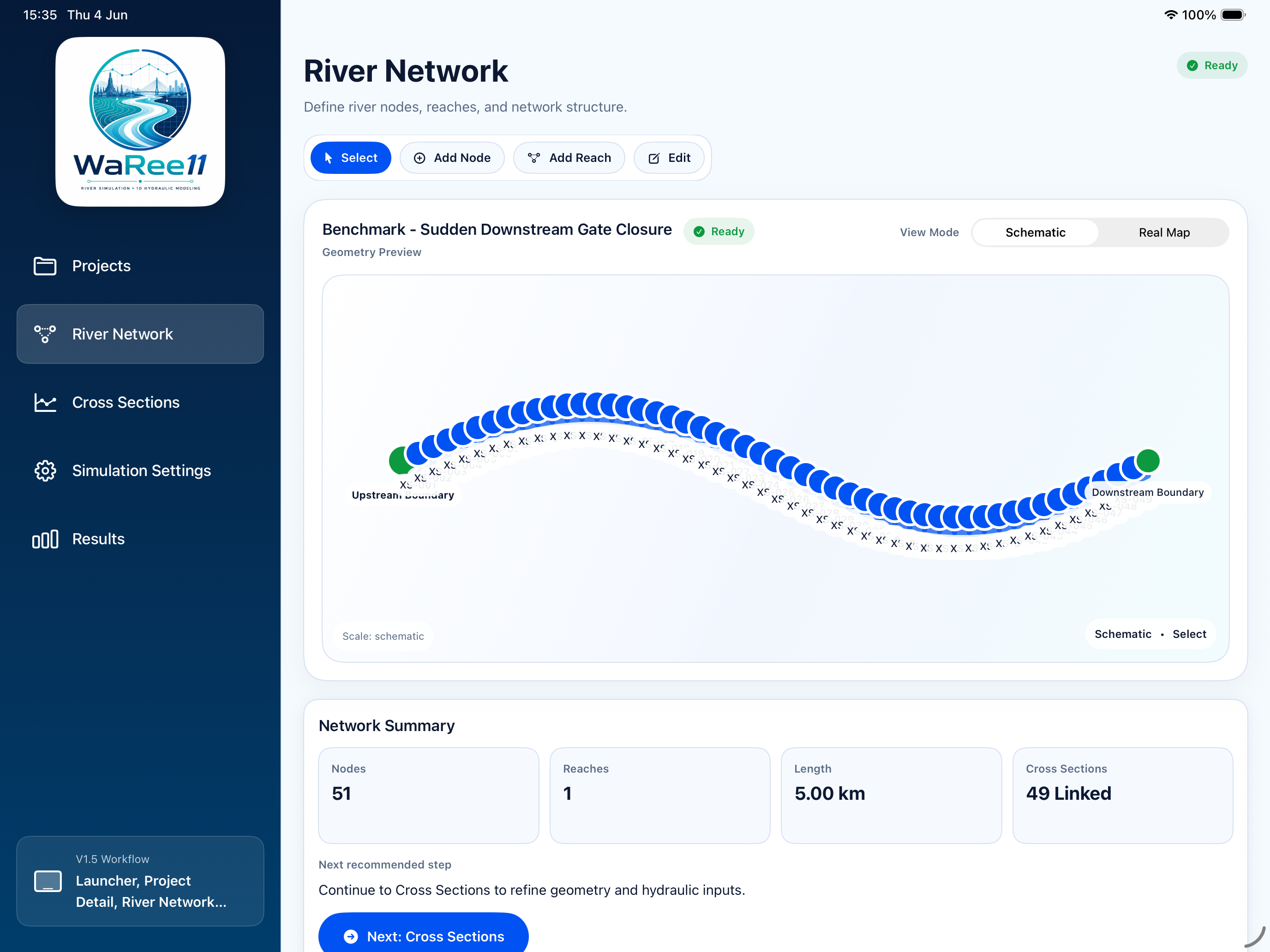 WaRee11 River Network screen